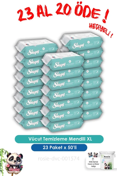 Sleepy 23 AL 20 ÖDE Vücut Temizleme Mendili Xl 50"li ve ROSIE ürün görseli 1