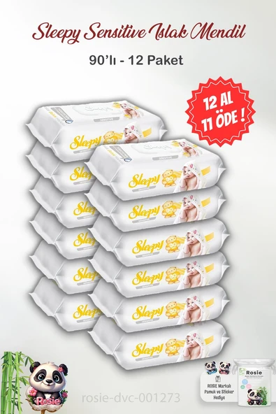 12 AL 11 ÖDE Sleepy Sensitive Islak Mendil 90'Lı ve ROSIE ürün görseli 1