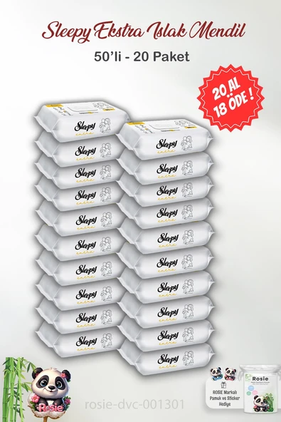 Sleepy 20 AL 18 ÖDE Extra Islak Bebek Havlusu 90'lı ve ROSIE ürün görseli 1