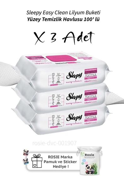 Sleepy Easy Clean Lilyum Buketi Yüzey Temizlik Havlusu 100' lü X3 ürün görseli 1