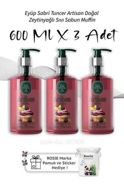 Eyüp Sabri Tuncer Artisan Doğal Zeytinyağlı Sıvı Sabun Muffin 600 ml X3 ürün görseli 1