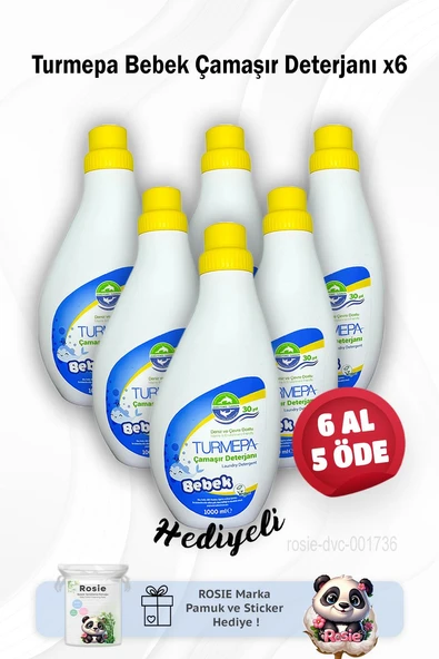 Turmepa Bebek Çamaşır Deterjanı 1000 ml 6 Al 5 Öde ve Rosie Pamuk ürün görseli 1