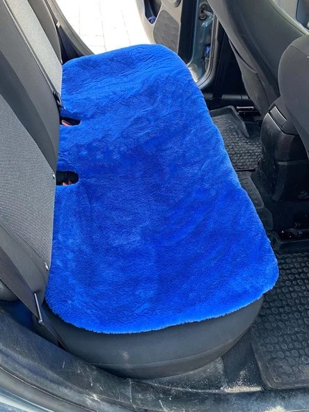 Yumuşak Tüylü Peluş Serme Oto Koltuk Minder Arka Mavi ürün görseli 1