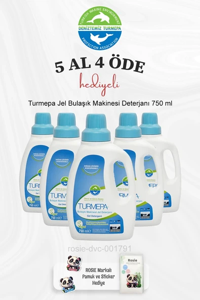 Turmepa Jel Bulaşık Makinesi Deterjanı 750 ml 5 Al 4 Öde ve Rosie Pamuk ürün görseli 1