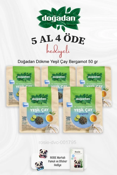 Doğadan Dökme Yeşil Çay Bergamot 50 gr 5 Al 4 Öde ve Rosie Pamuk ürün görseli 1