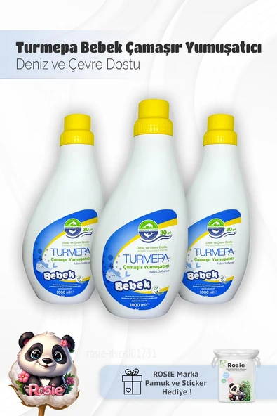 Turmepa Baby Çamaşır Yumuşatıcı 1000 ml x 3 ve Rosie Pamuk ürün görseli 1
