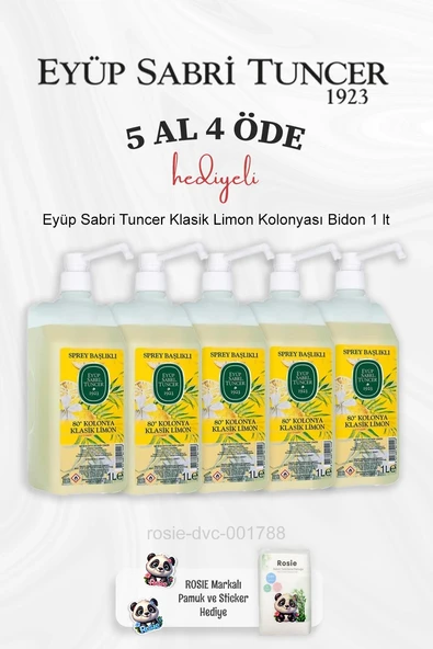 Eyüp Sabri Tuncer Klasik Limon Kolonyası Bidon 1 lt 5 Al 4 Öde ve Rosie Pamuk ürün görseli 1