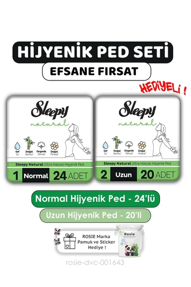 Sleepy Natural Ped Eko Normal 24 Lü + Günlük Uzun 40 Lı ve ROSIE ürün görseli 1