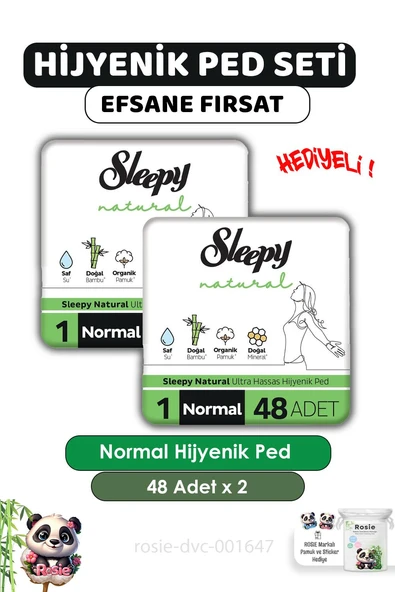Sleepy Natural Ultra Hassas Hijyenik Ped Normal 96 Adet Ped ve ROSIE ürün görseli 1