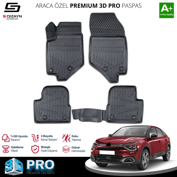 S-Dizayn Citroen C4 3D Pro Havuzlu Paspas 2021 Üzeri A+ Kalite ürün görseli 1
