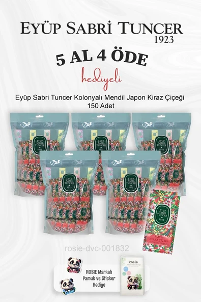 Eyüp Sabri Tuncer Kolonyalı Mendil Japon Kiraz Çiçeği 150 Adet 5 Al 4 Öde ve Rosie Pamuk ürün görseli 1