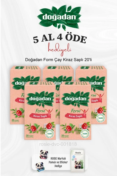 Doğadan Form Çay Kiraz Saplı 20'li 5 Al 4 Öde ve Rosie Pamuk ürün görseli 1