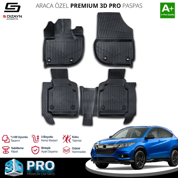 S-Dizayn Honda HR-V 3D Pro Havuzlu Paspas 2021 Üzeri A+ Kalite ürün görseli 1