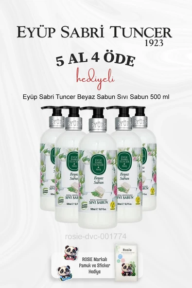 Eyüp Sabri Tuncer Beyaz Sabun Sıvı Sabun 500 ml 5 Al 4 Öde ve Rosie Pamuk ürün görseli 1
