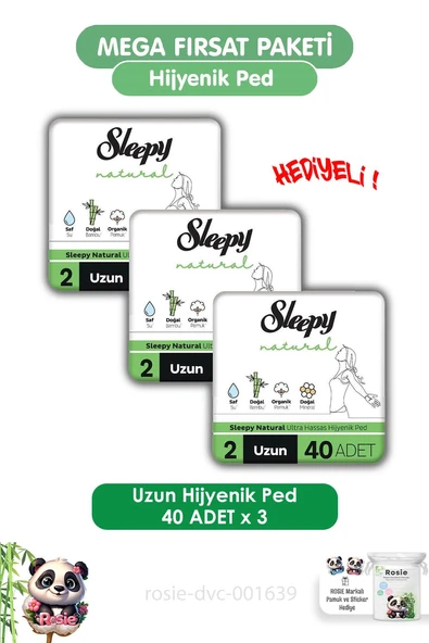 Natural Ultra Hassas Hijyenik Ped Mega Fırsat Paketi Uzun 120 Adet ve ROSIE ürün görseli 1
