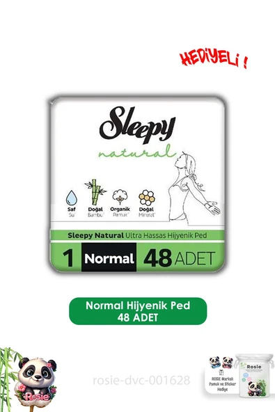 Sleepy  Natural Ultra Hassas Hijyenik Ped Normal 48 Adet Ped ve ROSIE ürün görseli 1
