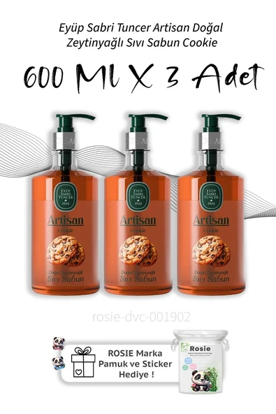 Eyüp Sabri Tuncer Artisan Doğal Zeytinyağlı Sıvı Sabun Cookie 600 ml  X3 ürün görseli 1