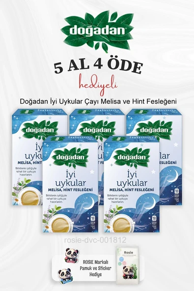 Doğadan İyi Uykular Çayı Melisa ve Hint Fesleğeni 5 Al 4 Öde ve Rosie Pamuk ürün görseli 1