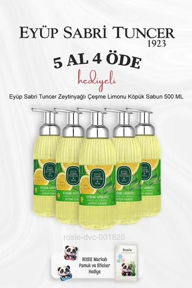 Eyüp Sabri Tuncer Zeytinyağlı Çeşme Limonu Köpük Sabun 500 ML 5 Al 4 Öde ve Rosie Pamuk ürün görseli 1