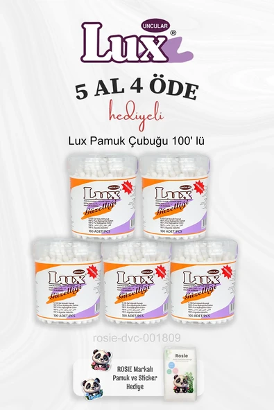 Lux Pamuk Çubuğu 100' lü 5 Al 4 Öde ve Rosie Pamuk ürün görseli 1