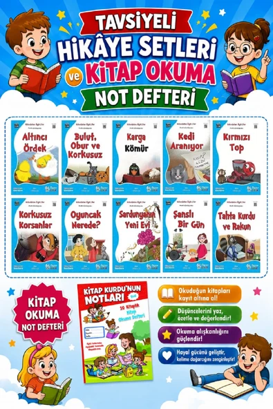1.Sınıf Kıkırdatan Öyküler (10 Kitap)+Kitap Okuma Not Defteri ürün görseli 1