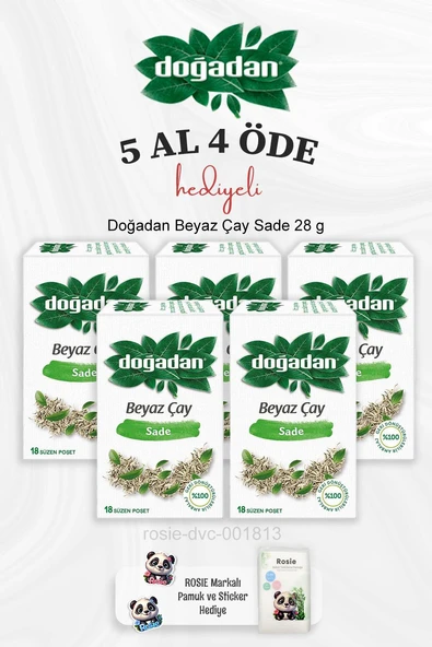 Doğadan Beyaz Çay Sade 28 g 5 Al 4 Öde ve Rosie Pamuk ürün görseli 1
