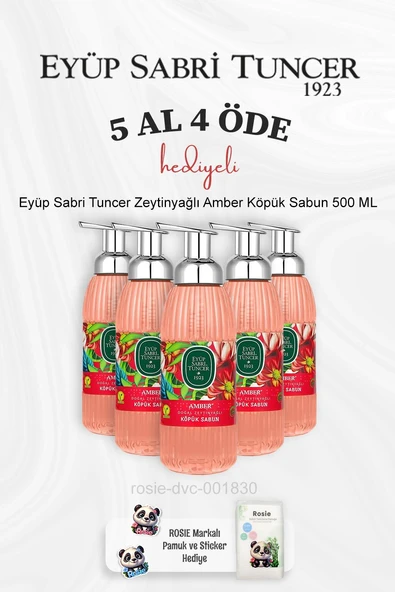 Eyüp Sabri Tuncer Zeytinyağlı Amber Köpük Sabun 500 ML 5 Al 4 Öde ve Rosie Pamuk ürün görseli 1