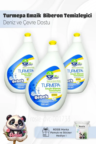 Turmepa Bebek Emzik Biberon Temizleyici 500 ml x 3 ve Rosie Pamuk ürün görseli 1