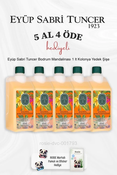 Eyüp Sabri Tuncer Bodrum Mandalinası 1 lt Kolonya Yedek Şişe 5 Al 4 Öde ve Rosie Pamuk ürün görseli 1