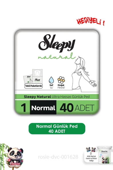 Sleepy Natural Ultra Hassas Günlük Ped Normal 40 Adet Ped ve ROSIE ürün görseli 1