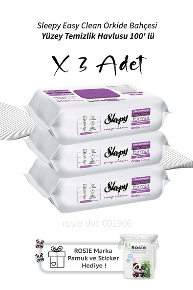 Sleepy Easy Clean Orkide Bahçesi Yüzey Temizlik Havlusu 100' lü X3 ürün görseli 1