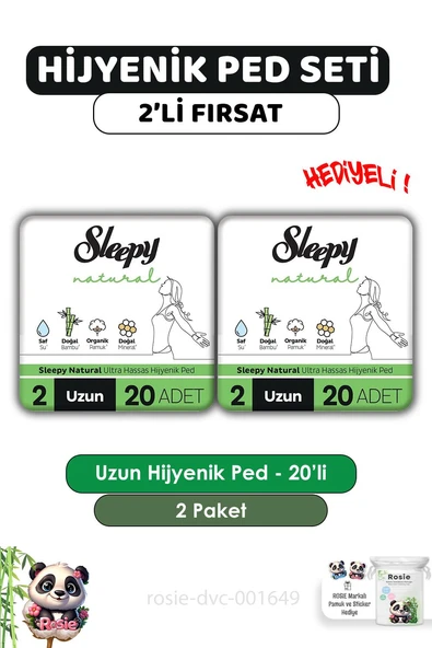 Sleepy Natural Ultra Hassas Hijyenik Ped Uzun 80 Adet Ped ve ROSIE ürün görseli 1