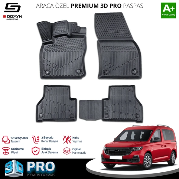 S-Dizayn Ford Connect 3D Pro Havuzlu Paspas 2023 Üzeri A+ Kalite ürün görseli 1