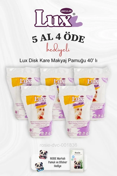 Lux Disk Kare Makyaj Pamuğu 40' lı 5 Al 4 Öde ve Rosie Pamuk ürün görseli 1