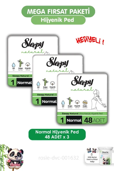 Sleepy Natural Ultra Hassas Hijyenik Ped Normal 144 Adet Ped ve ROSIE ürün görseli 1