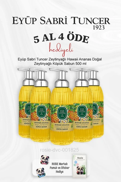 Eyüp Sabri Tuncer Zeytinyağlı Hawaii Ananas Doğal Zeytinyağlı Köpük Sabun 500 ml 5 Al 4 Öde ve Rosie Pamuk ürün görseli 1