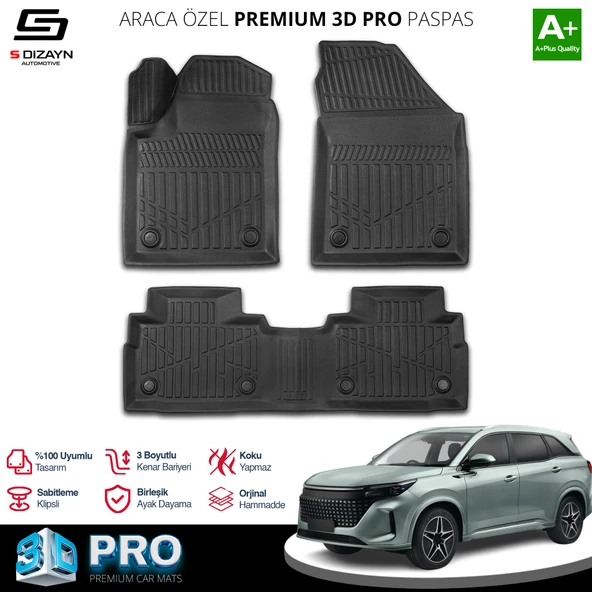 S-Dizayn DFSK E5 Plug-IN Hybrid 3D Pro Havuzlu Paspas 2024 Üzeri A+ Kalite ürün görseli 1