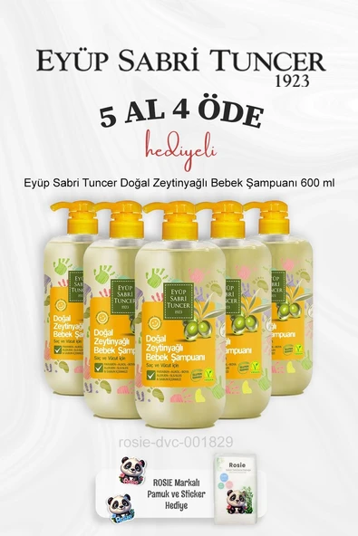 Eyüp Sabri Tuncer Doğal Zeytinyağlı Bebek Şampuanı 600 ml 5 Al 4 Öde ve Rosie Pamuk ürün görseli 1