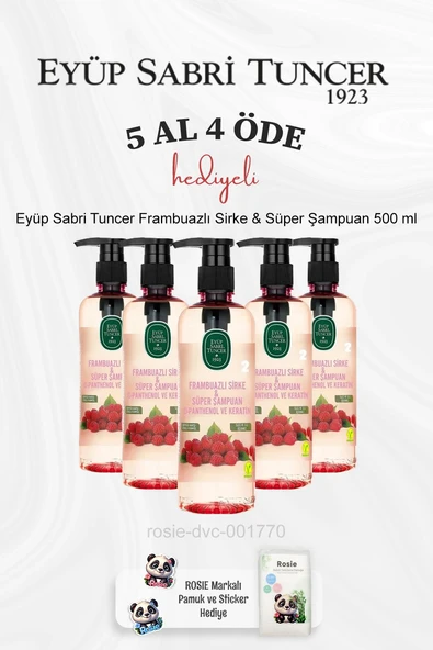 Eyüp Sabri Tuncer Frambuazlı Sirke & Süper Şampuan 500 ml 5 Al 4 Öde ve Rosie Pamuk ürün görseli 1