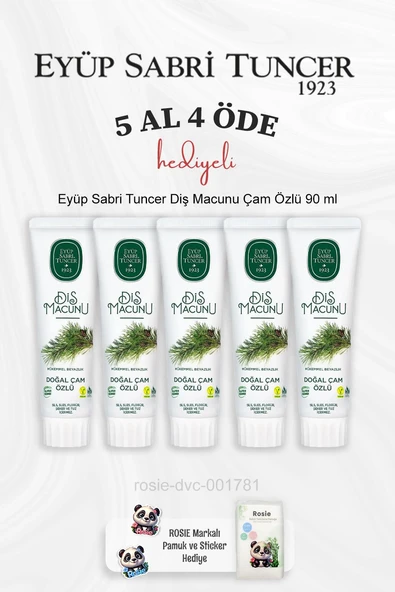 Eyüp Sabri Tuncer Diş Macunu Çam Özlü 90 ml 5 Al 4 Öde ve Rosie Pamuk ürün görseli 1