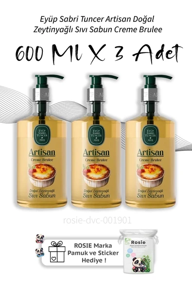 Eyüp Sabri Tuncer Artisan Doğal Zeytinyağlı Sıvı Sabun Creme Brulee 600 ml X3 ürün görseli 1