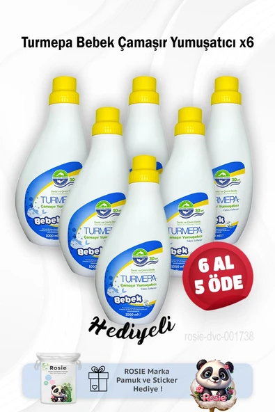 Turmepa 6 Al 5 Öde Bebek Çamaşır Yumuşatıcı 1000 ml  ve Rosie Pamuk ürün görseli 1
