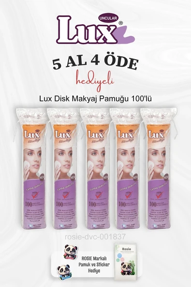 Lux Disk Makyaj Pamuğu 100'lü 5 Al 4 Öde ve Rosie Pamuk ürün görseli 1