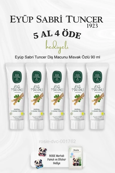 Eyüp Sabri Tuncer Diş Macunu Misvak Özlü 90 ml 5 Al 4 Öde ve Rosie Pamuk ürün görseli 1