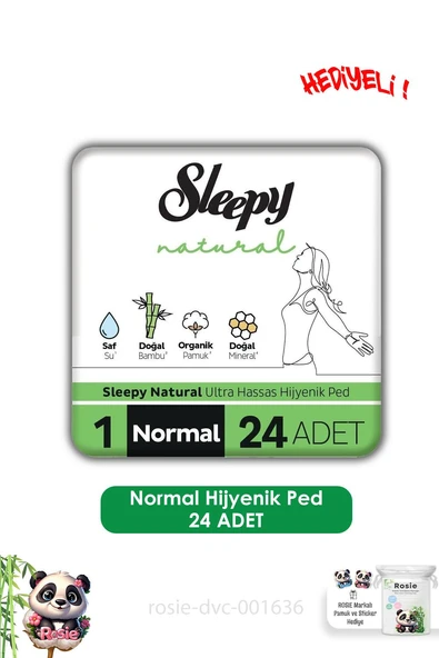 Sleepy Natural Ultra Hassas Hijyenik Ped Normal 24 Adet Ped ve ROSIE ürün görseli 1