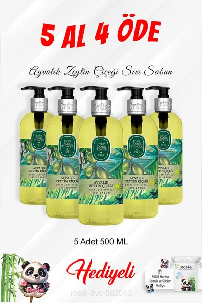 Ayvalık Zeytin Çiçeği Sıvı Sabun 500 ML 5 Al 4 Öde ve Rosie Pamuk ürün görseli 1