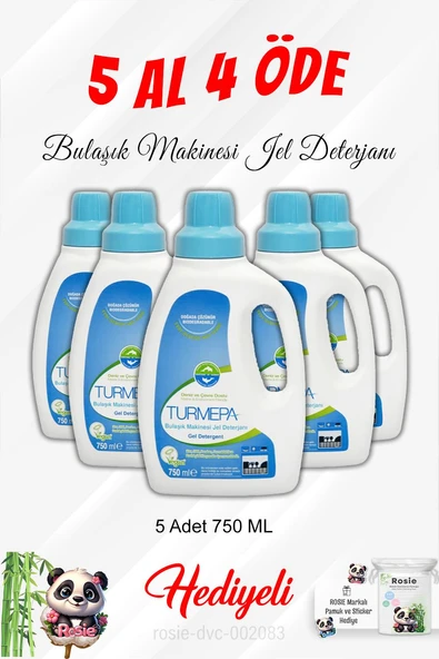 Turmepa Bulaşık Makinesi Deterjanı 750 ML 5 Al 4 Öde ve Rosie Pamuk ürün görseli 1