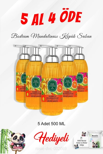 Köpük Sabun 500 ML Bodrum Mandalinası 5 Al 4 Öde ve Rosie Pamuk ürün görseli 1