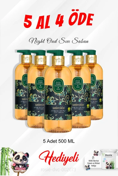 Night Oud Sıvı Sabun 500 ML 5 Al 4 Öde ve Rosie Pamuk ürün görseli 1