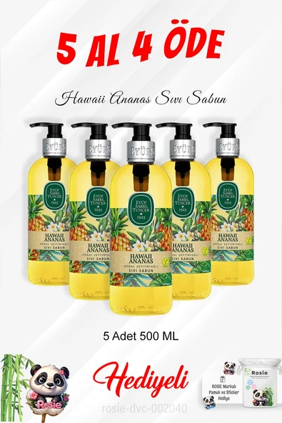 5 Al 4 Öde Hawaii Ananas Sıvı Sabun 500 ML ve Rosie Pamuk ürün görseli 1